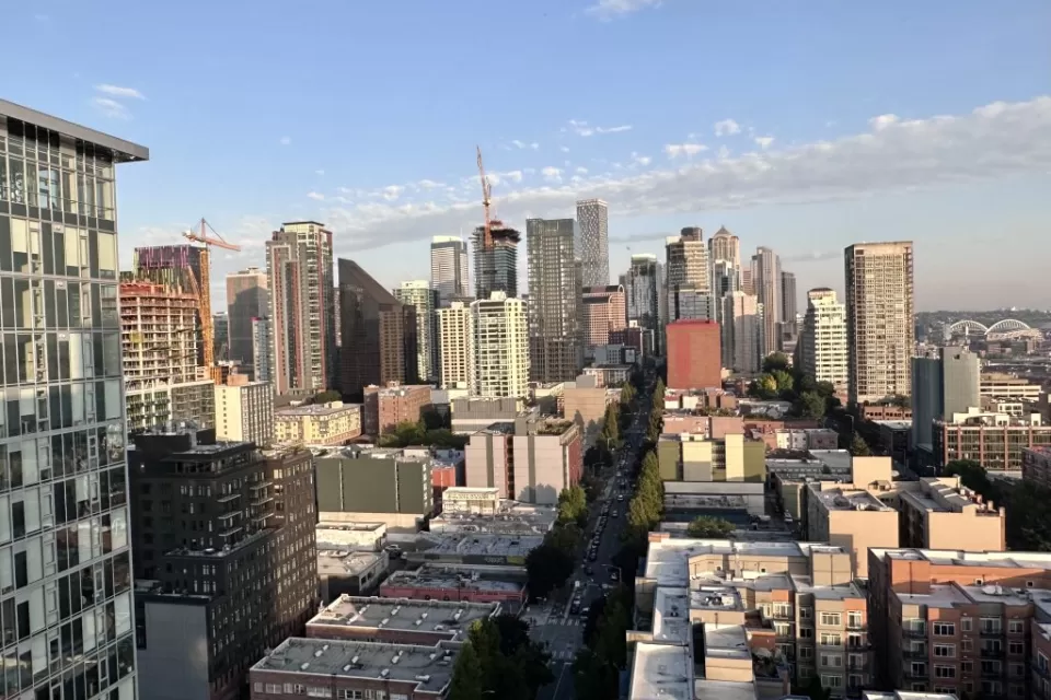A view from among the high0rises in Downtown Seattle.